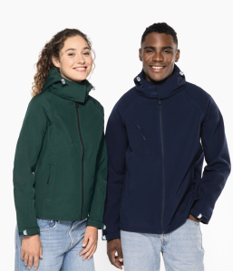 K413 veste softshell a capuche amovible