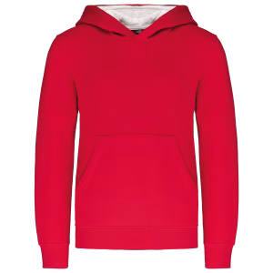 K453 sweat capuche contrastee rouge