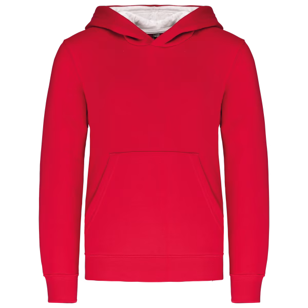K453 sweat capuche contrastee rouge
