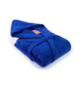 Peignoir a capuche bleu