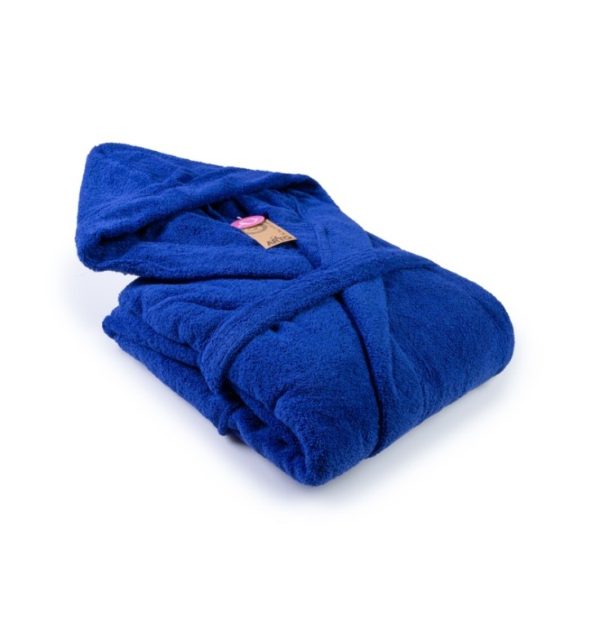 Peignoir a capuche bleu
