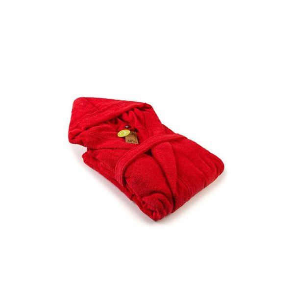 Peignoir a capuche rouge