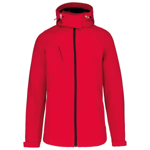 Veste softshell a capuche amovible rouge