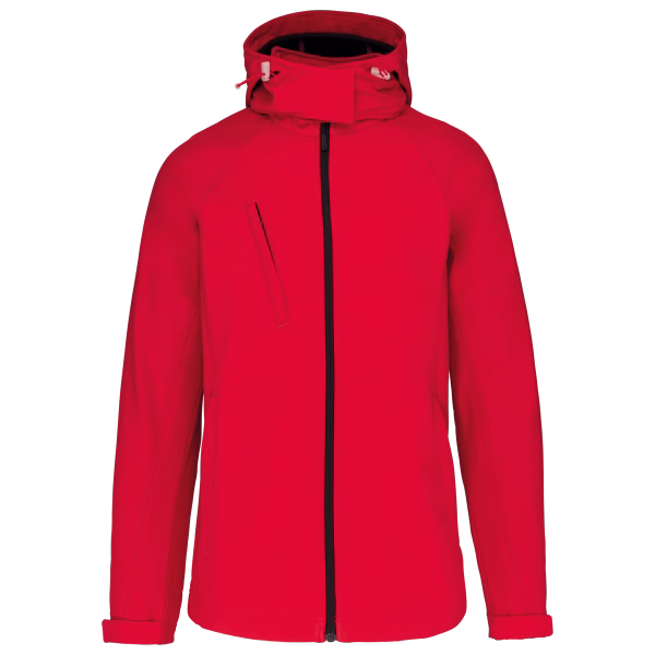 Veste softshell a capuche amovible rouge