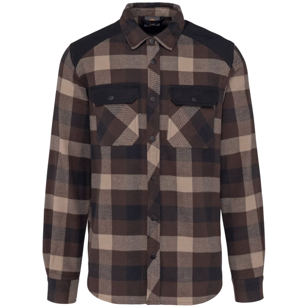 Wk520 chemise a carreaux chocolat