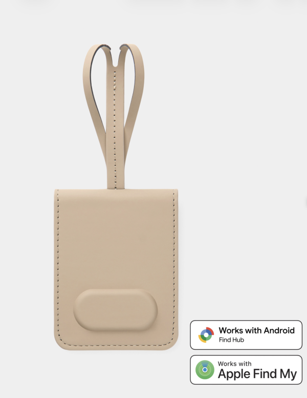 Etiquette a bagage avec traceur integre beige