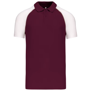 K226 k226polo baseball manches courtes bordeaux white
