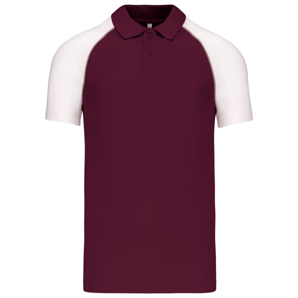 K226 k226polo baseball manches courtes bordeaux white