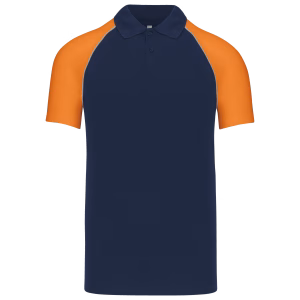 K226polo baseball manches courtes navy orange