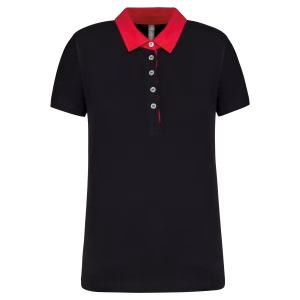 K261 polo jersey femme black red