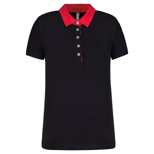 K261 polo jersey femme black red