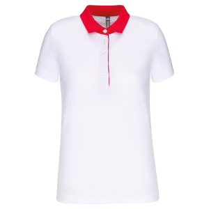 K261 polo jersey femme white red