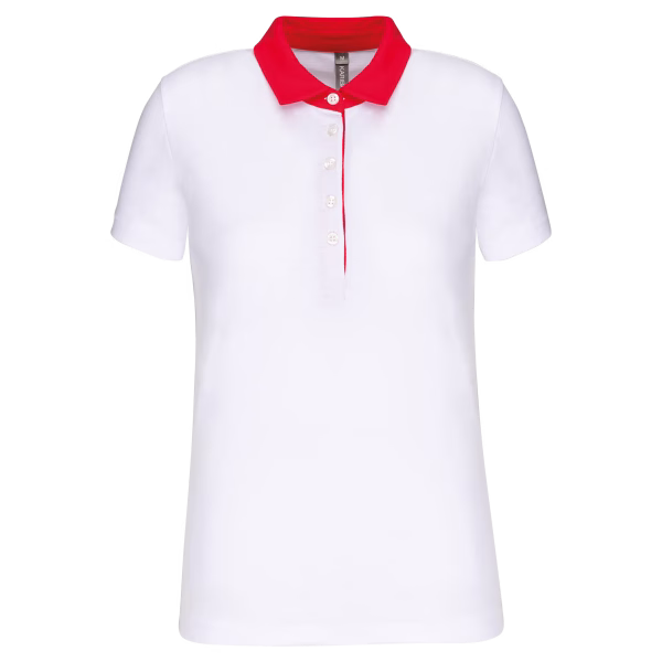 K261 polo jersey femme white red