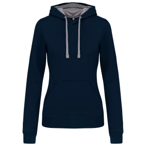 K465 sweat capuche contrastee navy femme