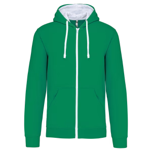 K466 sweat capuche zippe bicolore vert homme