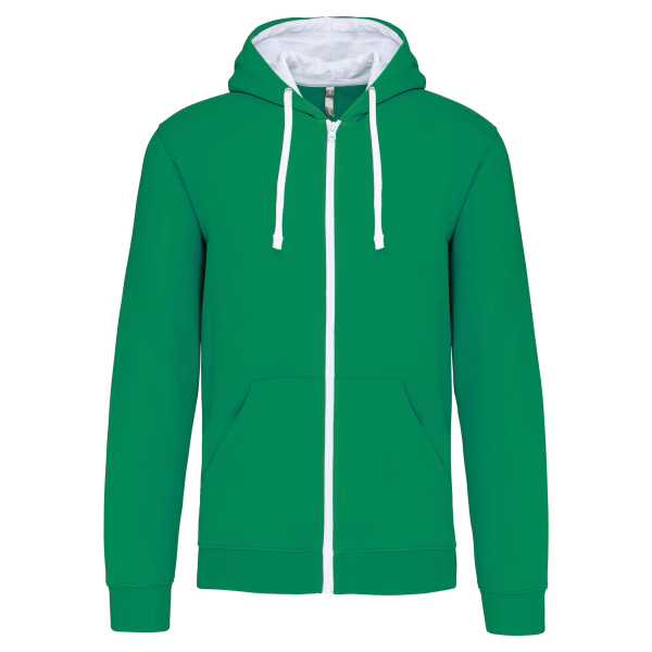 K466 sweat capuche zippe bicolore vert homme