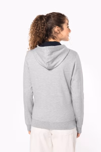 K467 sweat capuche zippe bicoloredos femme