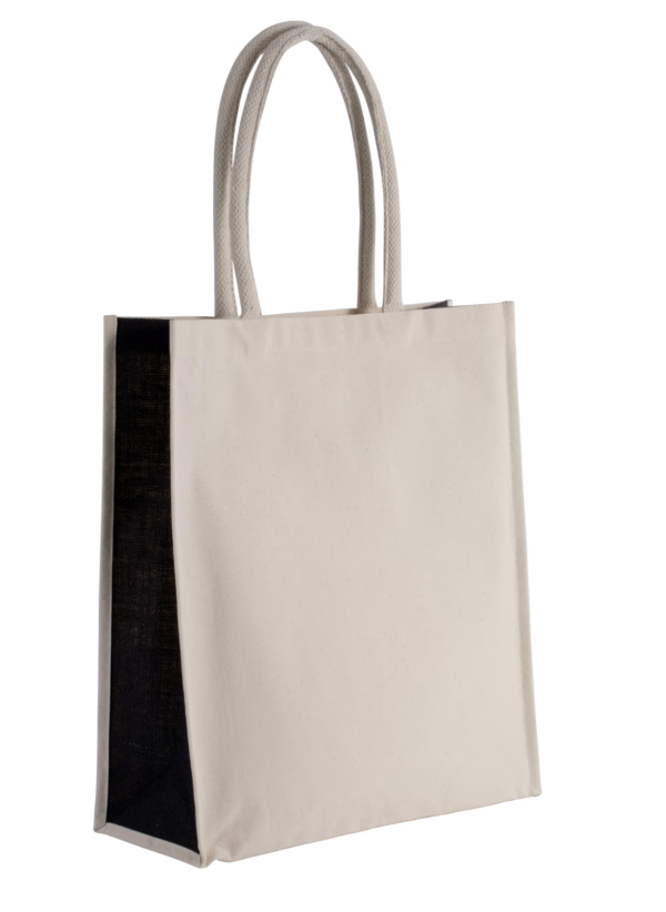 Ki0253 sac cabas en coton jute noir