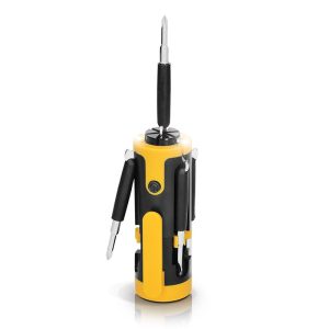 Outil multifonction tournevis 6 tetes torche jaune