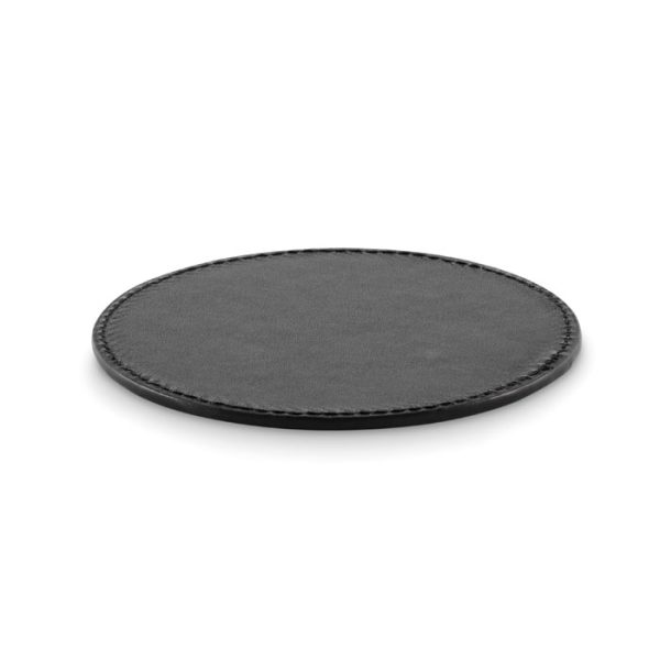 Sous verre rond en pu noir