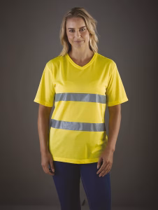 Yhvj910 t shirt haute visibilite col v jaune