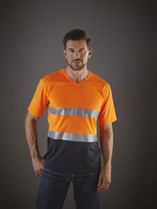 Yhvj910 t shirt haute visibilite col v