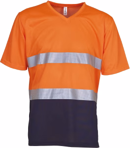 Yhvj910 t shirt haute visibilite col v orange