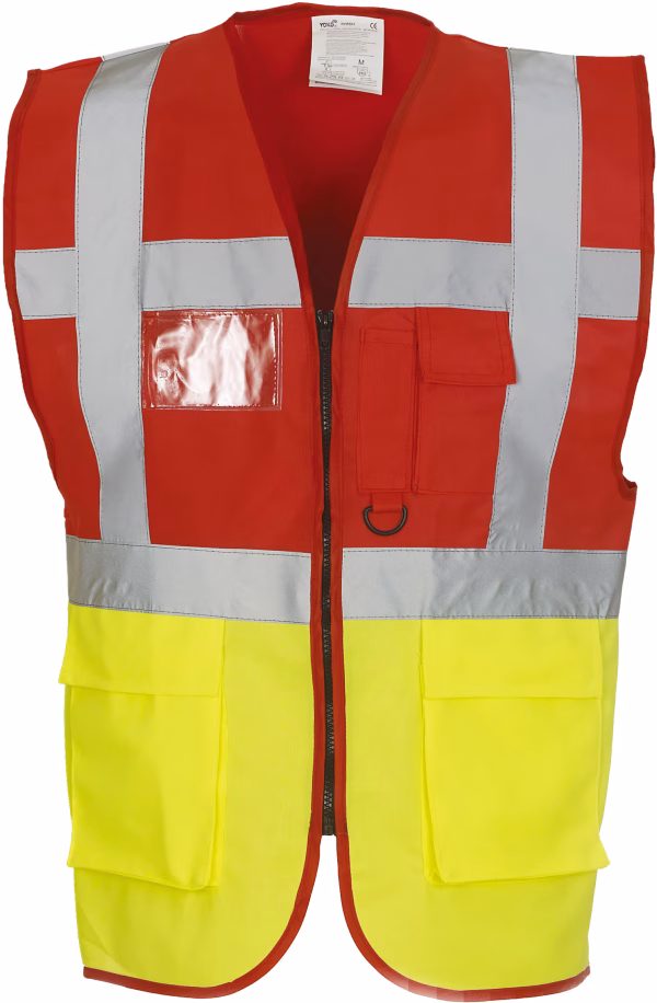 Yhvw801 gilet de securite multiopoches rouge