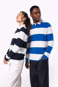 K285 polo rugby raye manches longues unisexe