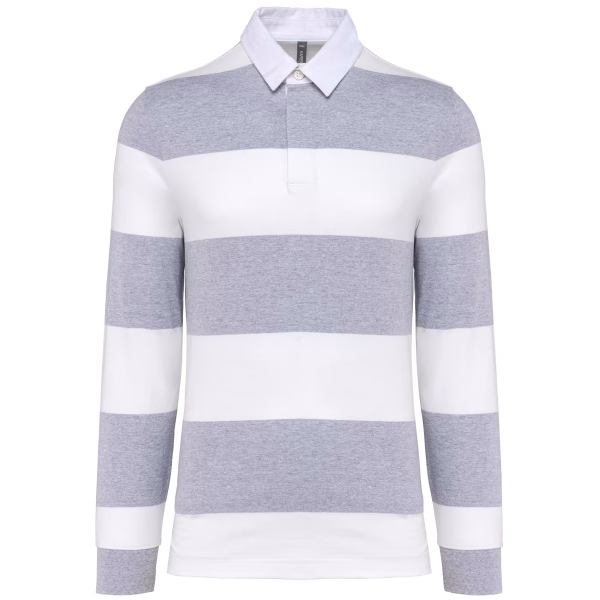 K285 polo rugby raye manches longues unisexe oxfordgrey
