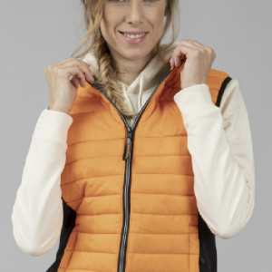 Pk316 bodywarmer bi matiere femme orange