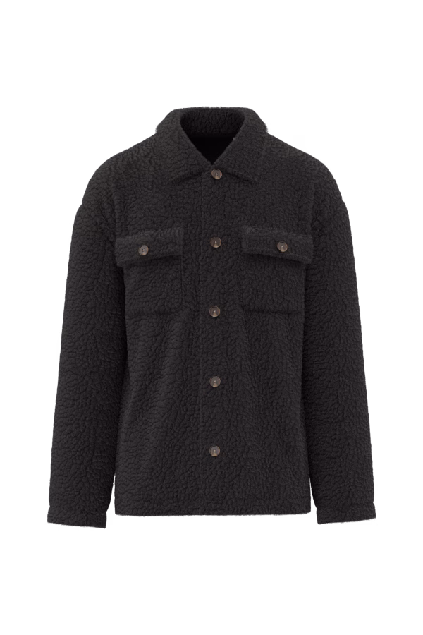 Surchemise a epaules tombantes en sherpa unisexe noir