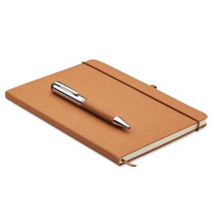 Mo2195 carnet cuir et stylo ambiance marron