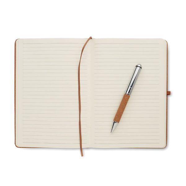 Mo2195 carnet cuir et stylo ambiance marron zoom