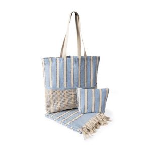 Set de plage tissu bleu